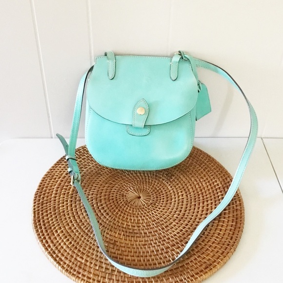 DOONEY and BOURKE Authentic Vintage Turquoise Leather Crossbody Shoulder Bag - Picture 1 of 9